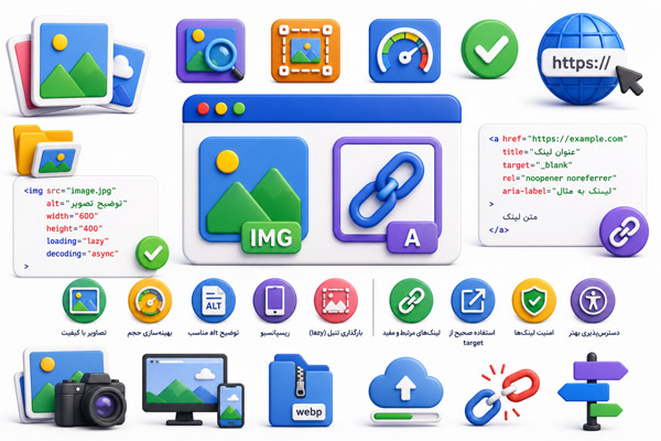 راهنمای کامل تگ‌های < img > و < a > در HTML: تصاویر و لینک‌ها