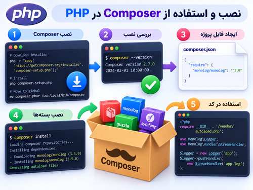 راهنمای جامع نصب و استفاده از Composer در PHP (مطابق با استانداردهای روز)